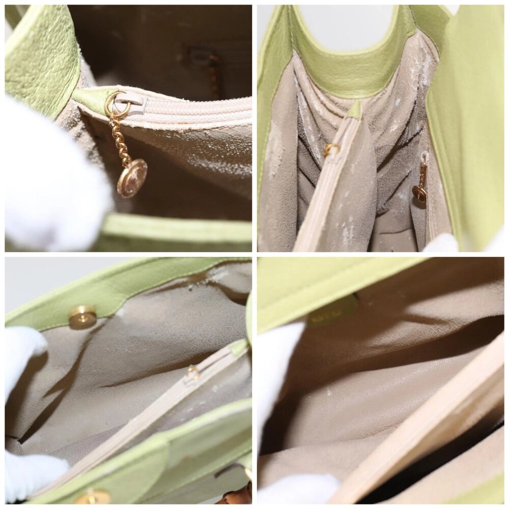 GUCCI Bamboo Hand Bag Suede Leather LIme Green Gold - Picture 14 of 16